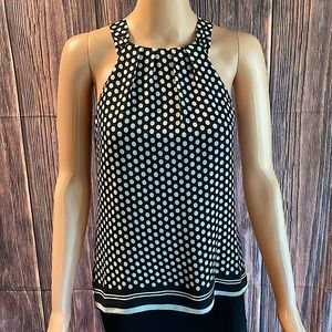 Ann Taylor petites size SP small petite black & white polka dot 100% silk